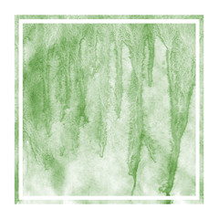 Dark green hand drawn watercolor rectangular frame background texture with stains