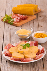 Speck ham and polenta. 