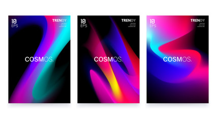 Abstract Vivid Colorful A4 Posters Set. Trendy Fluid Gradient
