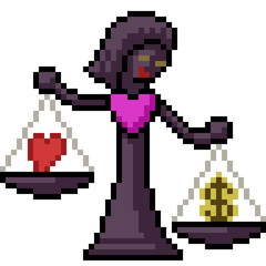 Obraz premium vector pixel art love scale judge