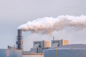 Pollution and smoke from the plant chimneys