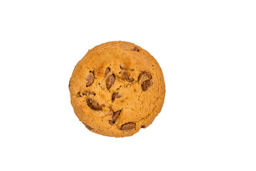 Fresh chocolate chip cookie isolated on white background