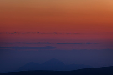 Fototapeta na wymiar Early morning. Dawn over the mountains of the North Caucasus in Russia.