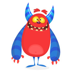 Happy cartoon monster. Vector Halloween monster 
