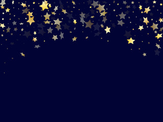 Gold falling star sparkle elements of glitter gradient vector background.