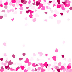 Hearts confetti flying vector background graphic design.
