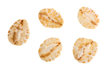 oat flakes isolated on white background. Top view. Set or collection