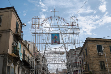 Palermo, Italy - September 07, 2018 : Luminarie in Ballaro distrcit