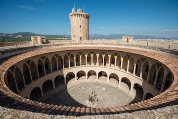 Round walls of Bellver castle - medieval fortress in Palma de Mallorca, Balearic Islands, Spain © ventura