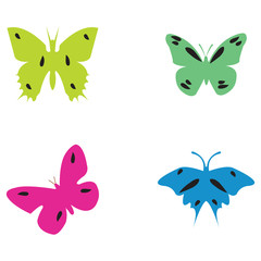 Vector illustration of colorful butterflies on white background
