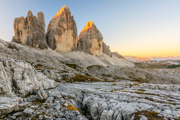 Tre Cime di Lavaredo - Drei Zinnen - The most beautiful attraction of Dolomiti - Alps - Italy