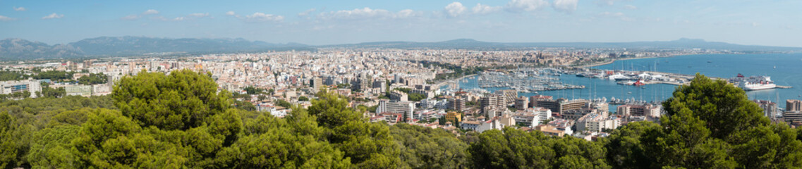 Fototapeta premium Widok z lotu ptaka na panoramę Palma de Mallorca, Baleary, Hiszpania
