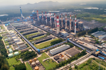 Aerial view electric power plant