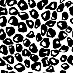 Seamless black and white leopard pattern. Animal skin grunge texture. Vector illustration.