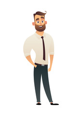Character office business worker man vector illustration in cartoon style