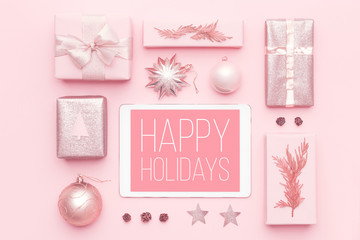Online Shopping, Christmas Sale Concept. Boxing Day Sale Background.