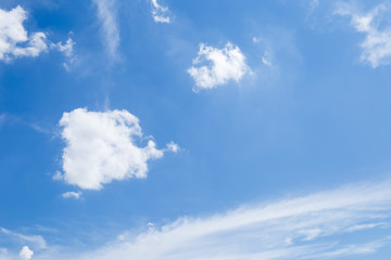 Fototapeta premium White cloud over clear blue sky, season and weather concept background, summer and spring sky