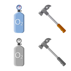 Isolated object of mountaineering and peak icon. Collection of mountaineering and camp vector icon for stock.