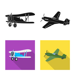 Vector design of plane and transport symbol. Set of plane and sky stock vector illustration.