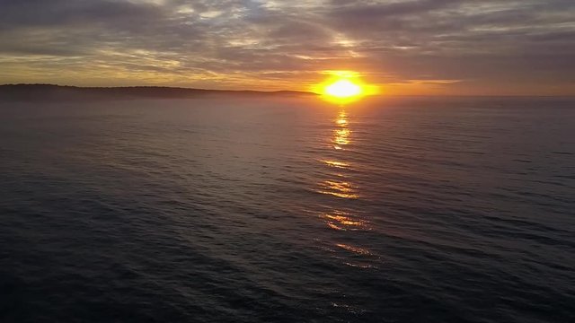 Aerial view of sunset over sea