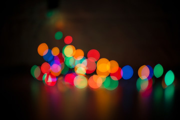 Christmas bokeh. Blurred background, bright lights. Christmas, new year, holiday.
