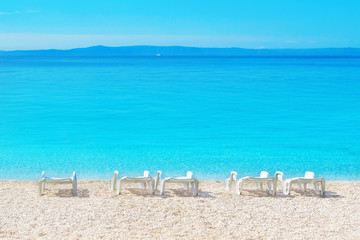 beach lounge and beautiful seascape of adriatic sea