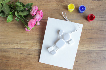 USB hub, adapter for charging, memory cards. Sprig of pink rose