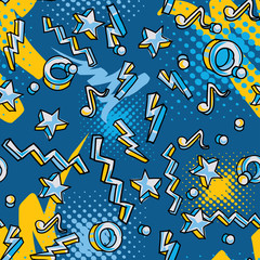 Obraz premium Colorful abstract 80s style seamless pattern