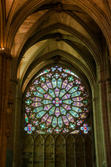Stained Glass in La basilique Saint-Nazaire of the city Carcassonne in France