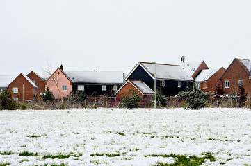 Modern homes in the snow