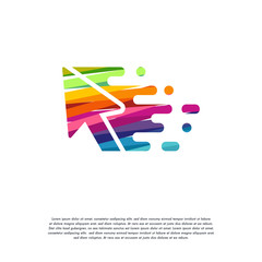 Abstract Colorful Fast Cursor logo vector, Pixel Cursor logo designs template