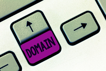 Word writing text Domain. Business concept for distinct subset of Internet with addresses sharing...