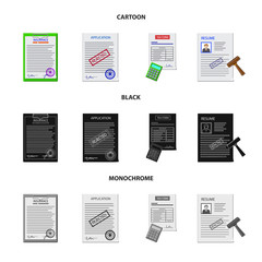 Vector illustration of form and document logo. Set of form and mark stock vector illustration.