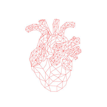 Geometric heart background with lines. abstract illustration. heart of lines