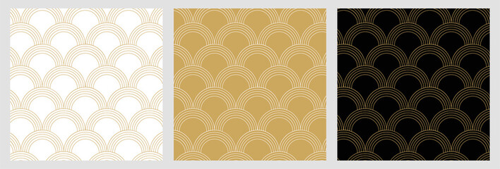 Seamless traditional japanese pattern with with elegant golden geometric line for Christmas background