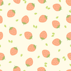 Cute pastel strawberry seamless pattern background