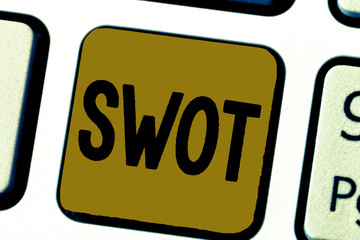 Word writing text Swot. Business concept for Fundamental assessment of a company Evaluation of competitiveness.
