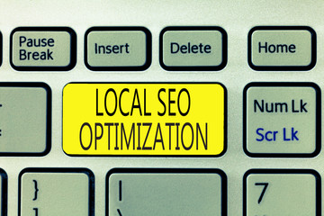 Text sign showing Local Seo Optimization. Conceptual photo increase Search Visibility to Rank on Top list.