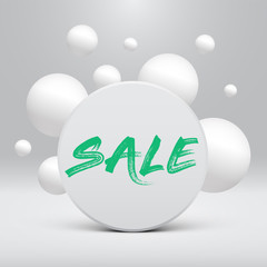 Clean template with 'Sale' title and bubbles, vector illustration