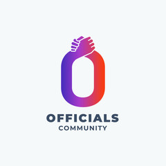 Handshake Letter Abstract Vector Sign, Symbol or Logo Template. Bro Hand Shake Incorporated in Letter O Concept with Modern Typography.