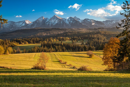 Tatra Mountains close up from Poland Slovakia border side