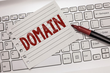 Text sign showing Domain. Conceptual photo distinct subset of Internet with addresses sharing...