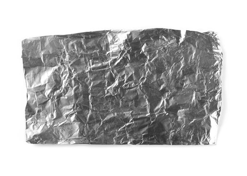 Aluminum foil scrap isolated on white background