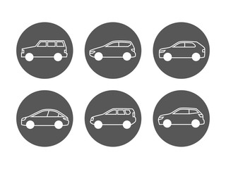 Cars line icons vector set. Side view auto icons illustration isolated on white