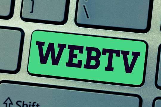 Handwriting text writing Webtv. Concept meaning Internet transmission programs produced both online and traditional.