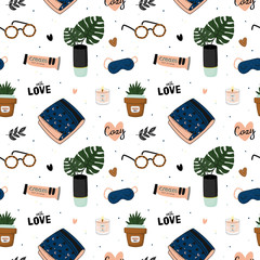 Hygge seamless pattern in vector.