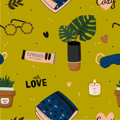 Hygge seamless pattern in vector.