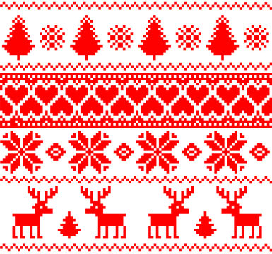 Scandinavian traditional patterns, seamless borders