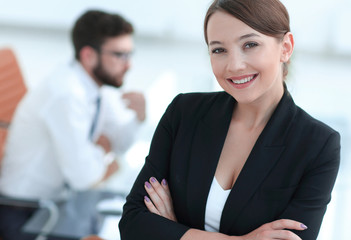 closeup.face of a successful business woman.