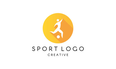 Football Logo. Circle background with sign symbol of abstract sportsman.